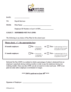 Deferred Net Pay Election Form