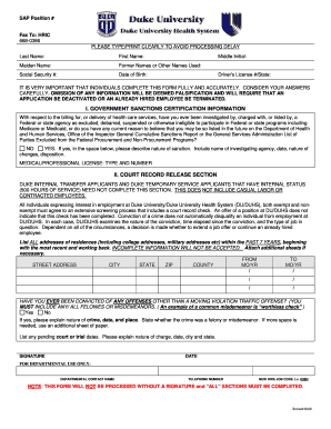 Duke University Employment Application Form