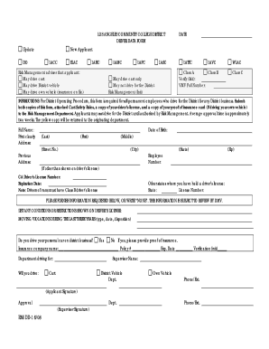 Los Angeles Community College District Driver Data Form