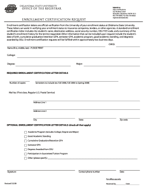 Enrollment Certification Request Form