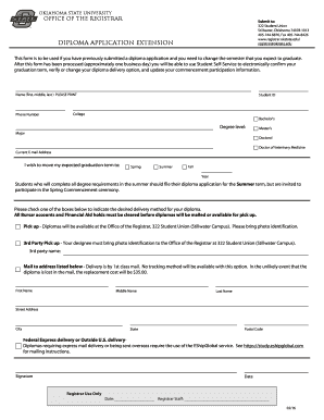 Oklahoma State University Diploma Application Extension