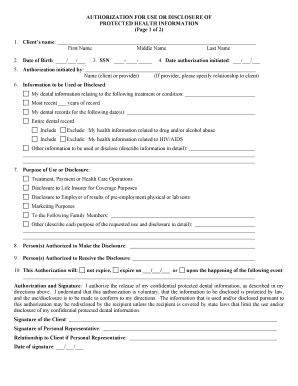 HIPAA Authorization for Dental Records Disclosure