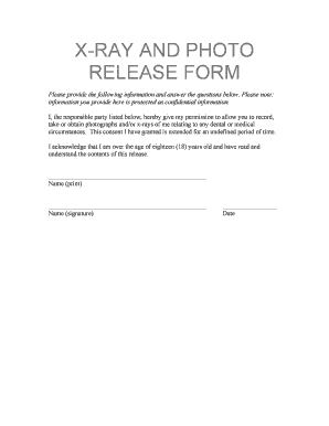 X-Ray and Photo Release Form