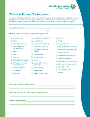 Wellness and Recovery Tracker Journal