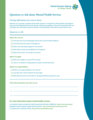 Mental Health Services Questions Guide