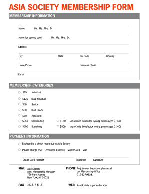 Asia Society Membership Form