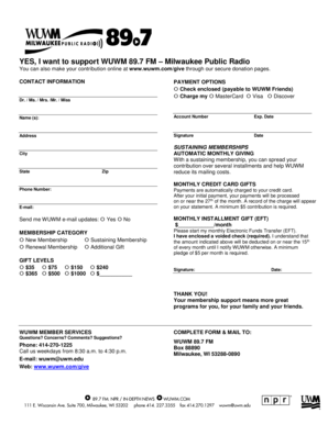 WUWM 89.7 FM Donation Form