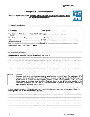 Formulaire d'exemption d'usage thérapeutique FINA