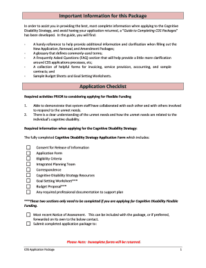 Cognitive Disability Strategy Application Package
