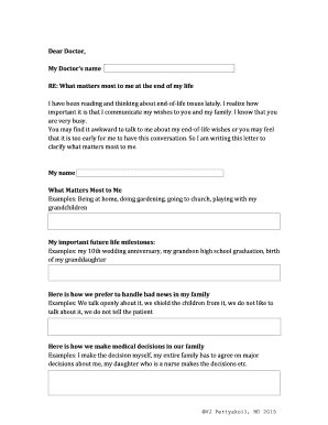 End of Life Wishes Letter
