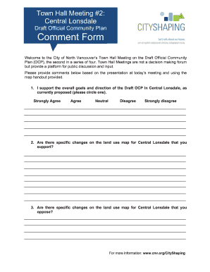 City of North Vancouver Draft OCP Comment Form