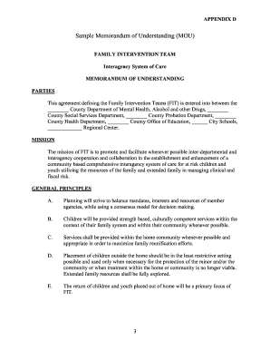 memorandum sample understanding mou parties between two pdffiller