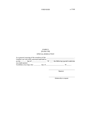 Special Resolution Form for Companies