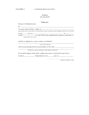 Saskatchewan Subpoena Form