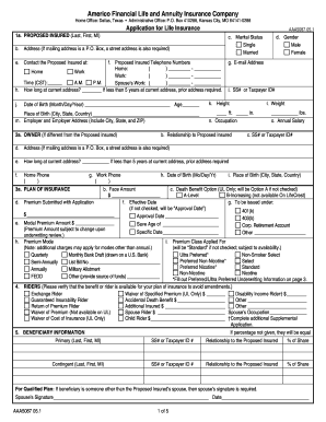 Life Insurance Application Form AAA5087
