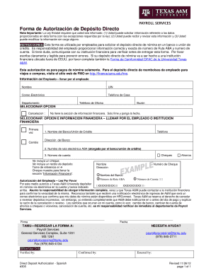 Forma de Autorización de Depósito Directo