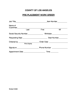 County of Los Angeles Pre-Placement Work Order