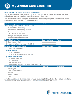 Annual Care Checklist