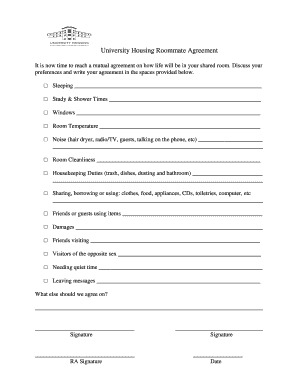 University Housing Roommate Agreement