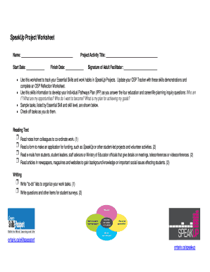 SpeakUp Project Worksheet