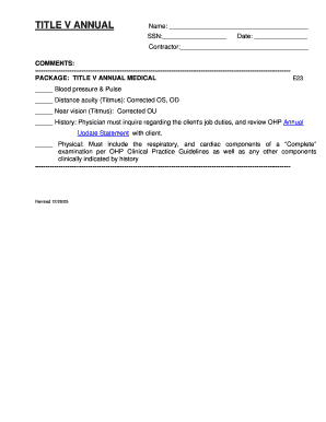 Title V Annual Medical Form