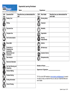 Experiential Learning Worksheet