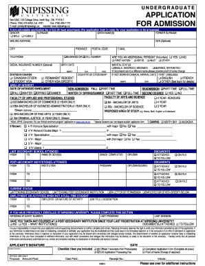 Nipissing University Undergraduate Application Form