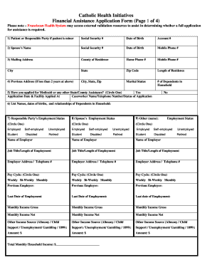 Catholic Health Initiatives Financial Assistance Application