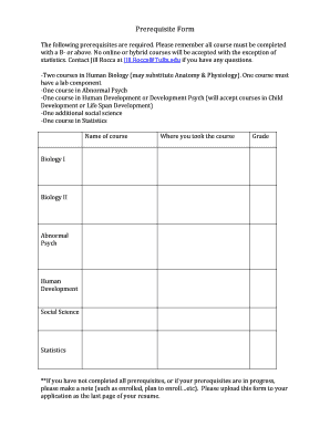 Prerequisite Form