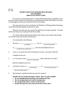 Divorce Hearing Instructions