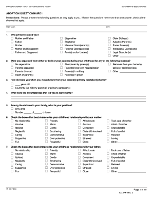 California Adoption Questionnaire