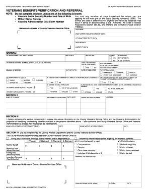 California Veterans Benefits Verification and Referral Form