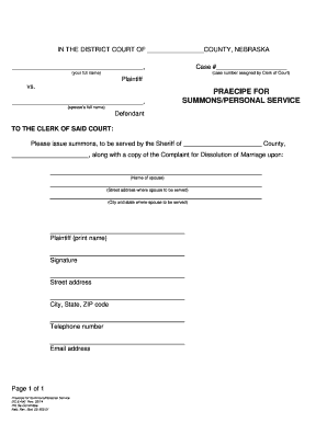 Praecipe for Summons/Personal Service