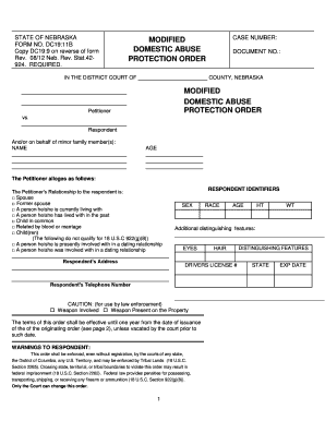 Nebraska Domestic Abuse Protection Order