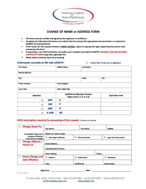 Change of Name or Address Form