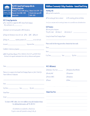 Middlesex Community College Annual Fund Donation Form