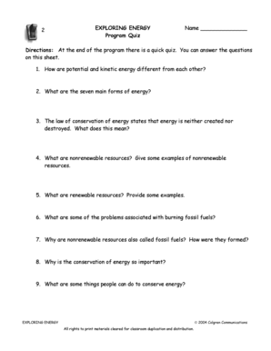 Exploring Energy Education Worksheets