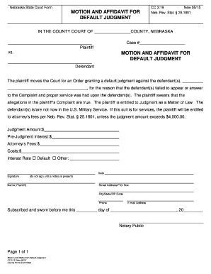 Motion and Affidavit for Default Judgment
