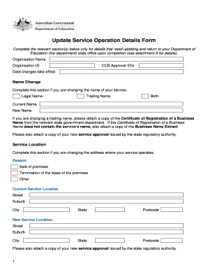 Update Service Operation Details Form