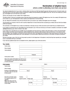 Child Care Benefit Eligible Hours Nomination Form