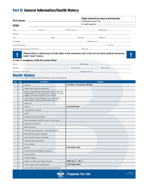Boy Scouts of America Informed Consent and Health History Form
