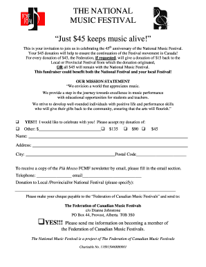 National Music Festival Donation Form