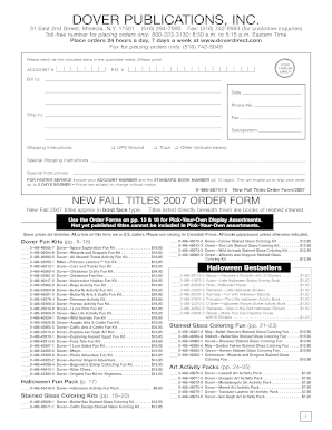 Dover Publications Order Form