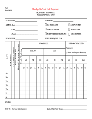 Recreational Water Facility Weekly Operational Report