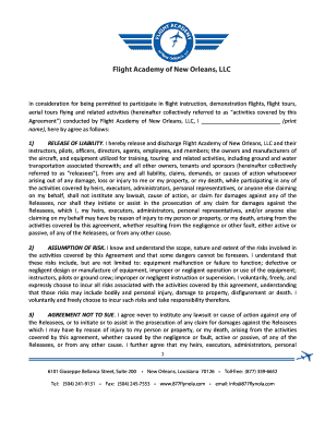 Flight Academy of New Orleans Liability Waiver