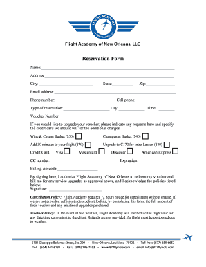 Flight Academy Reservation Form