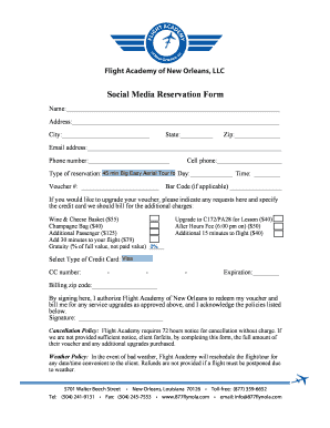 Social Media Reservation Form