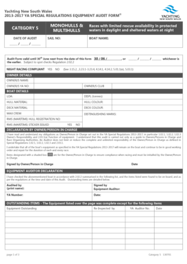 Yachting Australia Equipment Audit Form