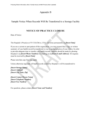 Notice of Practice Closure