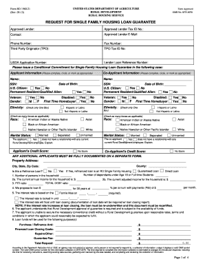 USDA Single Family Housing Loan Guarantee Request